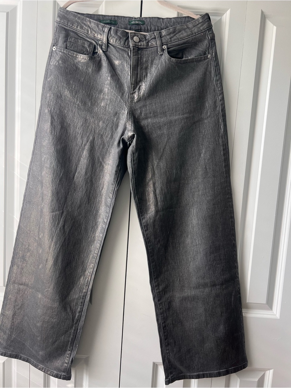 Wild Fable High Rise Baggy Jeans Size 12 Metallic Silver Gray Wide Leg Coated